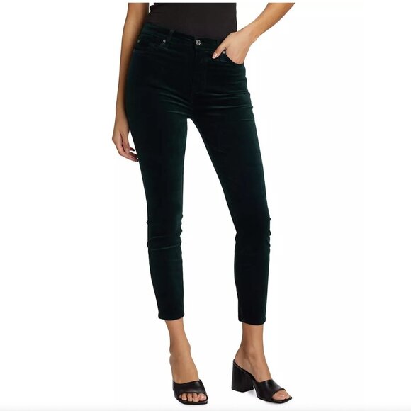 7 For All Mankind Velvet Pants Jeans Womens 28 Black Skinny High Rise Ankle - Picture 15 of 15